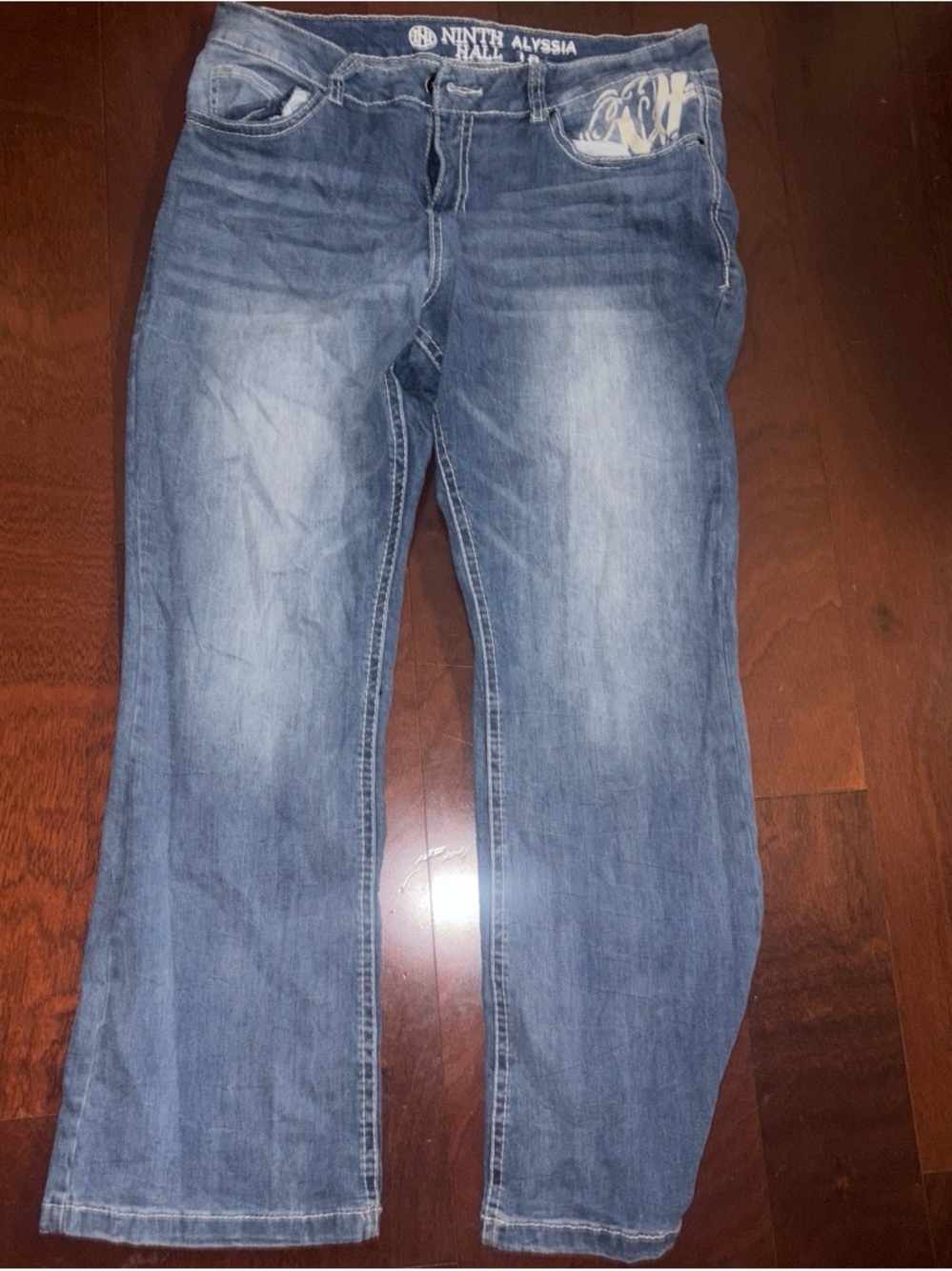 Ed Hardy Women's Blue Flare Jeans with Faded Wash